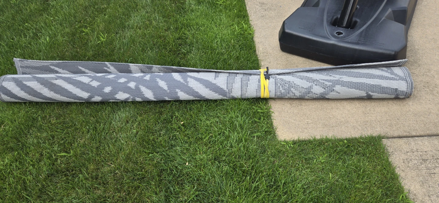 Grey and White Outdoor Patio Mat