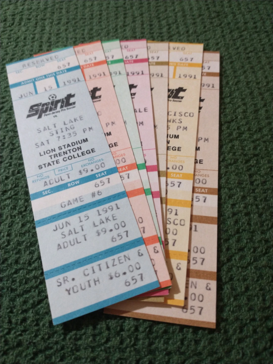 1991 Penn-Jersey Spirit Pro Soccer Unused Tickets - photo 2