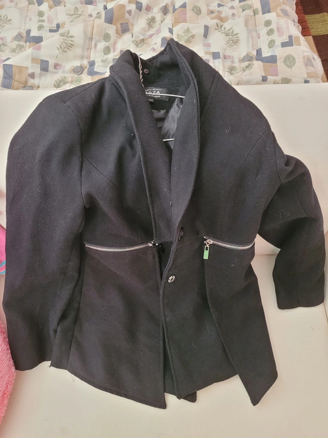 B&ZA Black Blazer Jacket with Zipper Detail