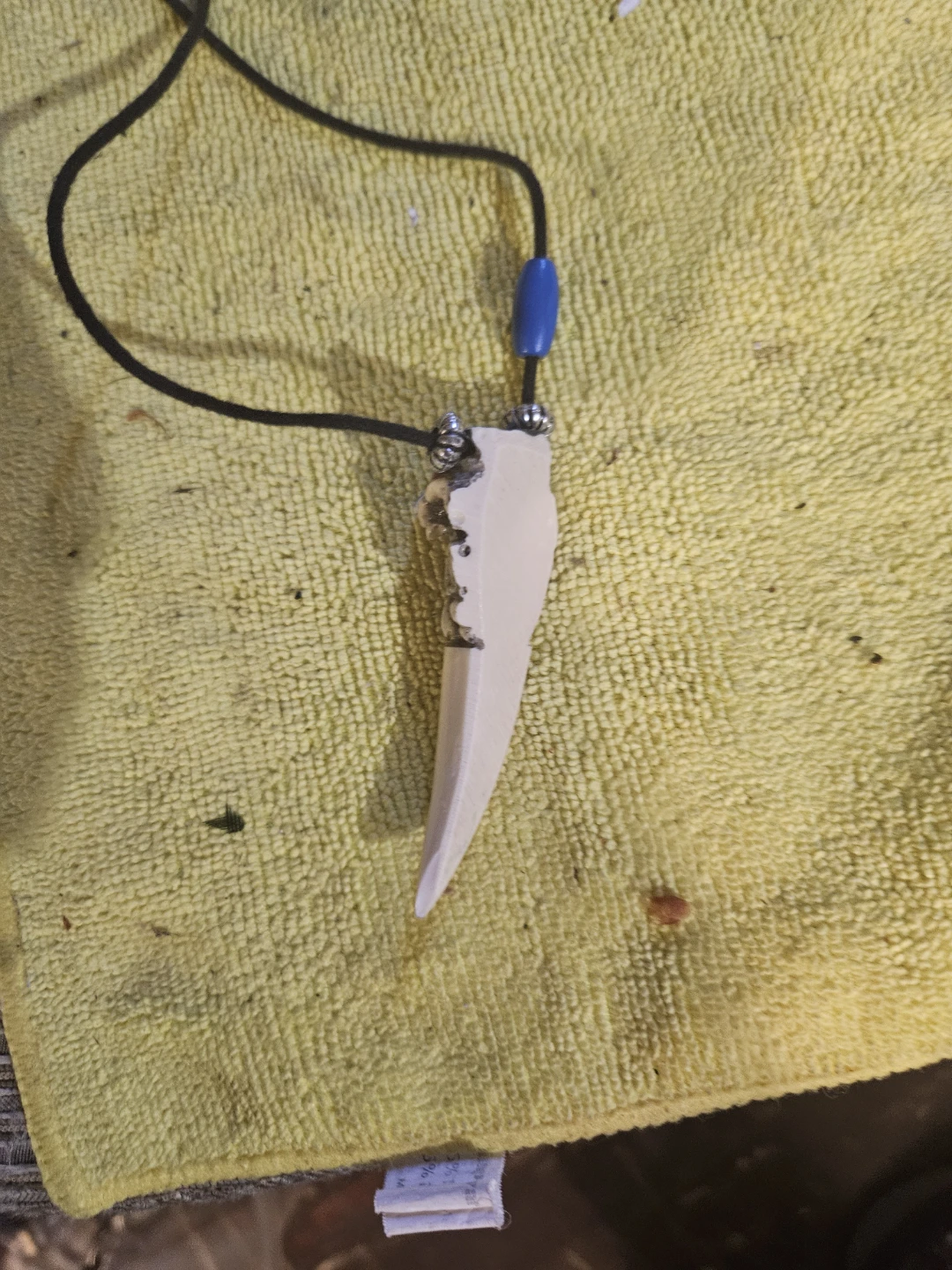Tooth Pendant Necklace with Blue Bead - photo 5