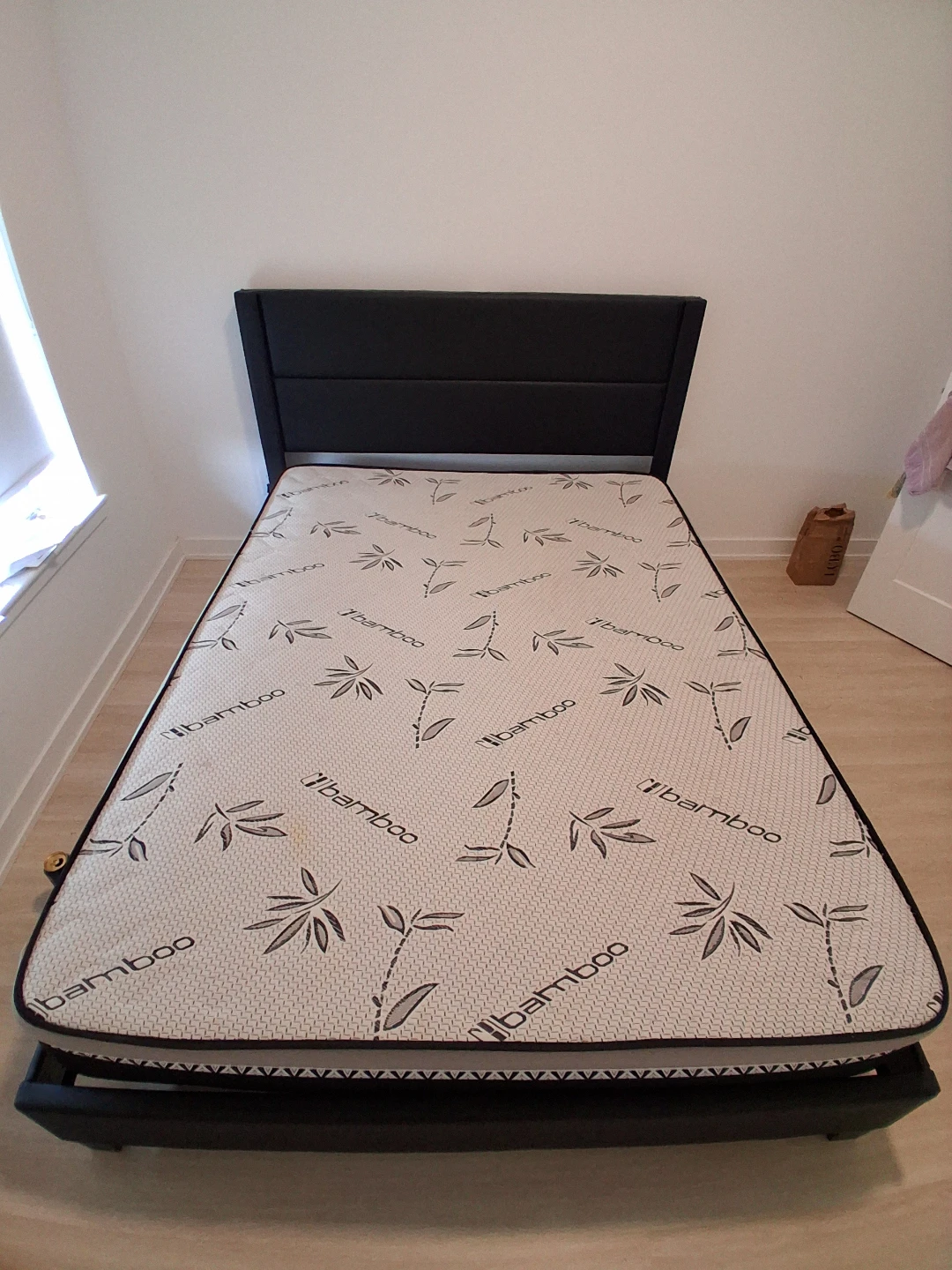Modern Black Platform Bed Frame with Queen Bamboo Mattress - photo 5