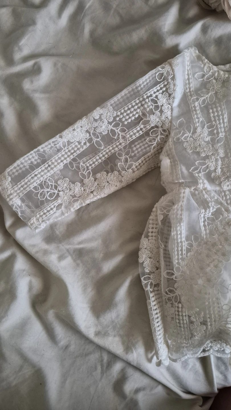 White Lace Baby Dress with Headband - photo 2