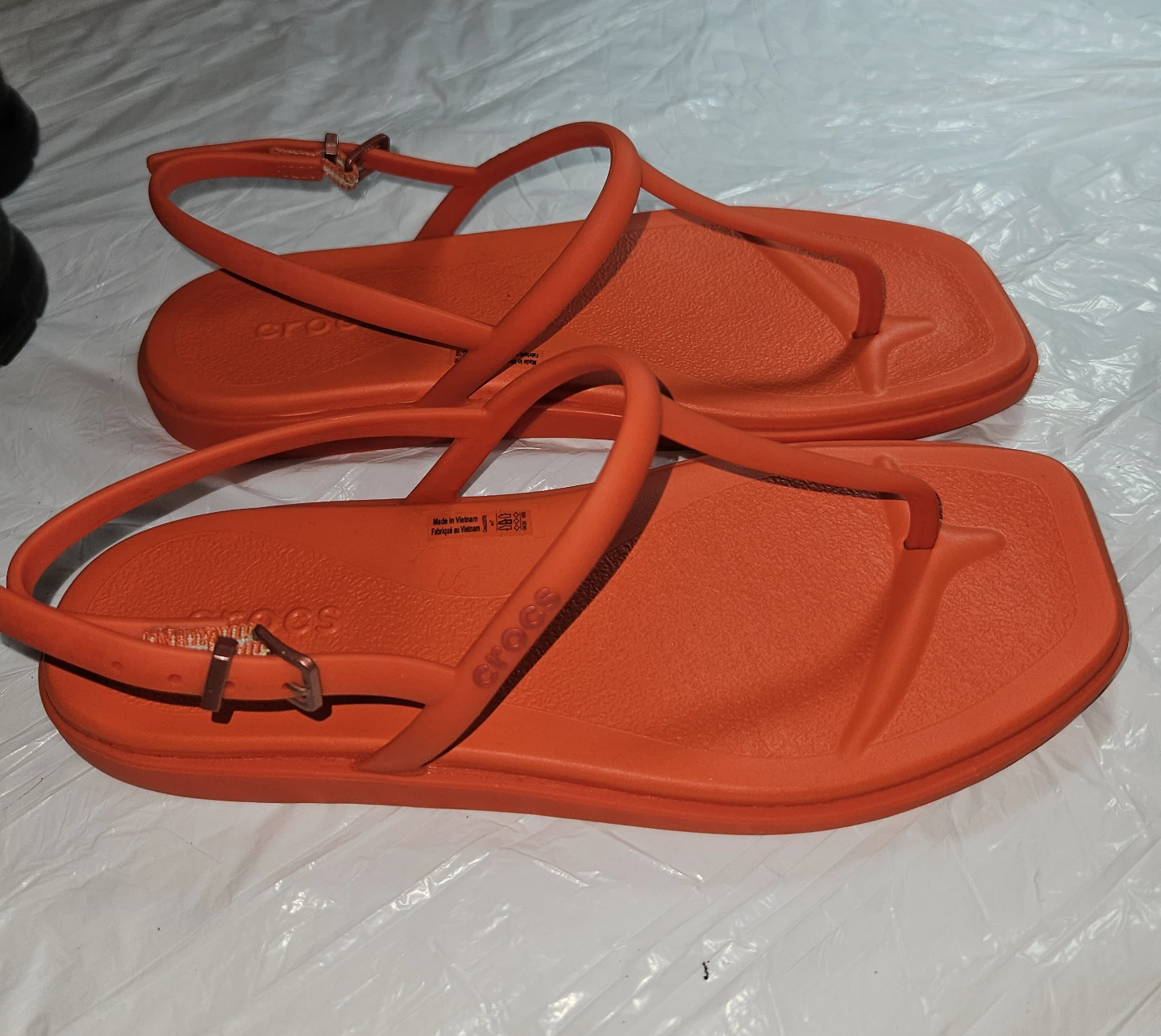 Crocs Women's Miami Orange T-Strap Sandals Size 7