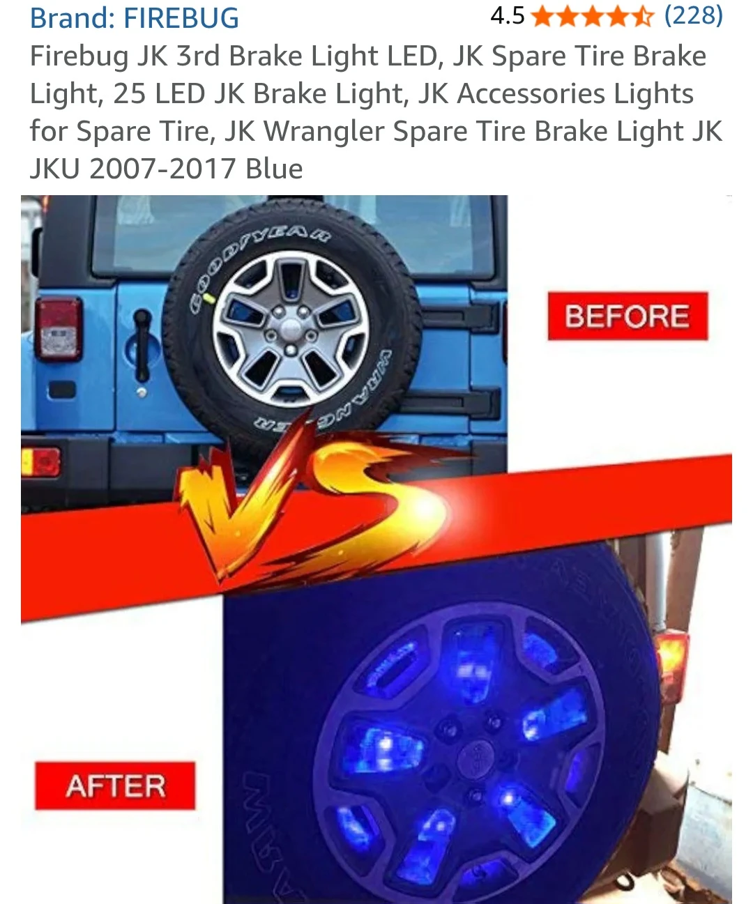 Spare Tire Brake Light LED Jeep Wrangler TJ JK JL / BLUE Light - photo 5