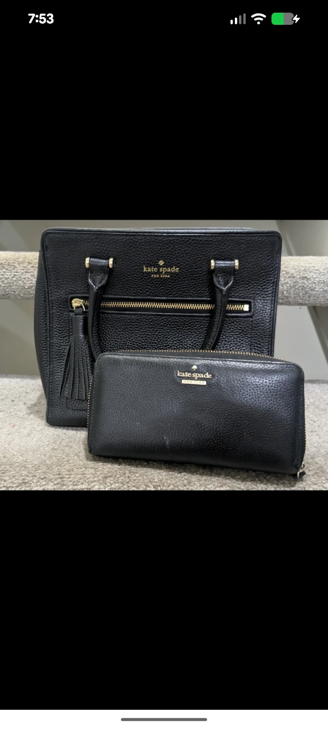 Kate Spade Black Leathel & Wallet Set/free delivery - photo 4