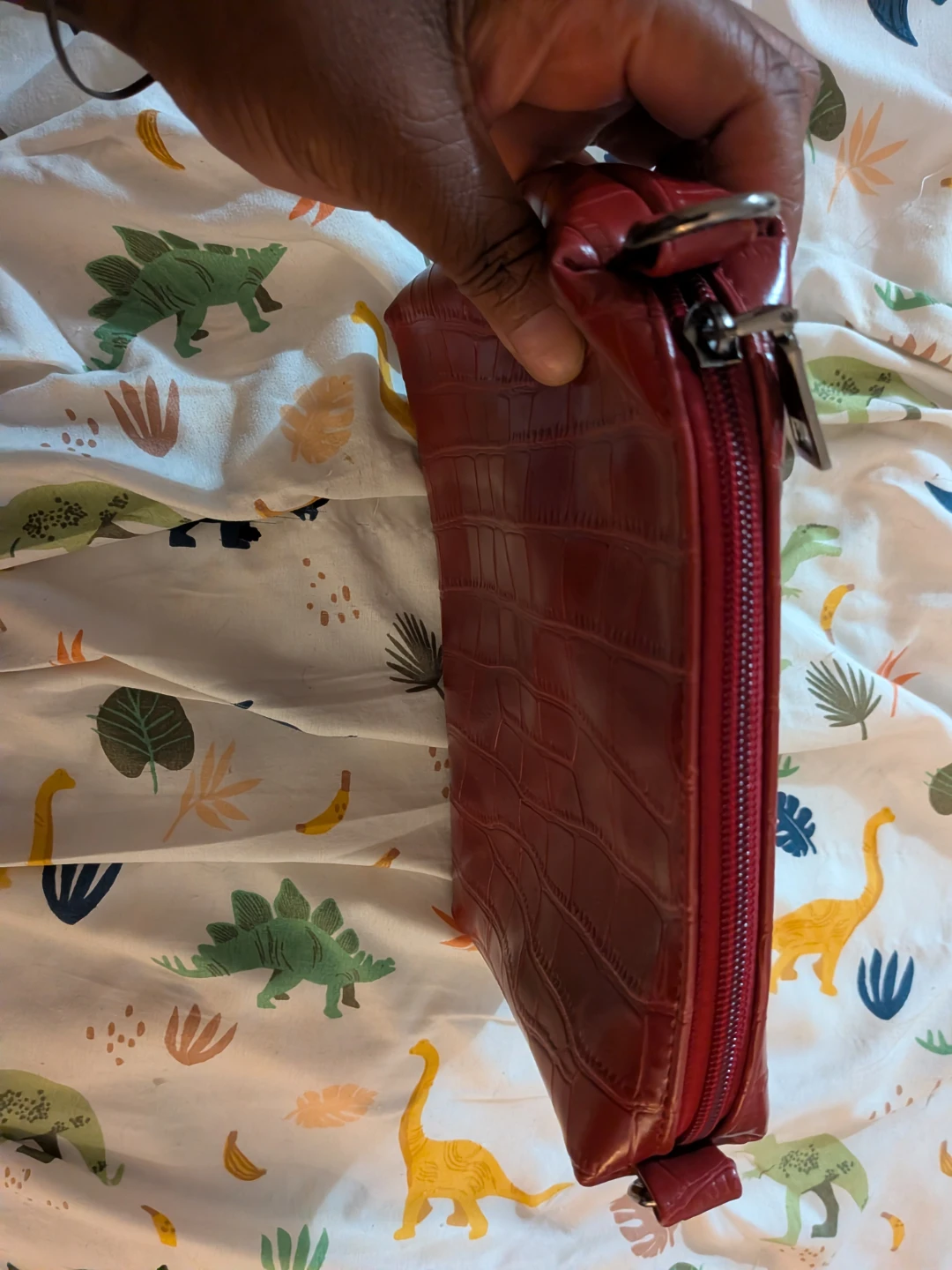 Red Faux Croc Clutch/Wallet Set - photo 2