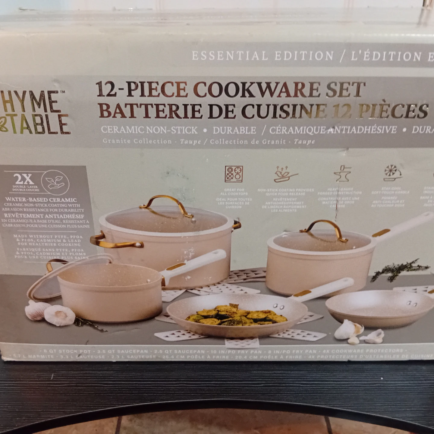 Thyme & Table 12-Piece Cookware Set - Granite Collection Taupe