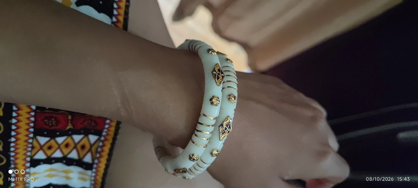 White and Gold Bangles - photo 2