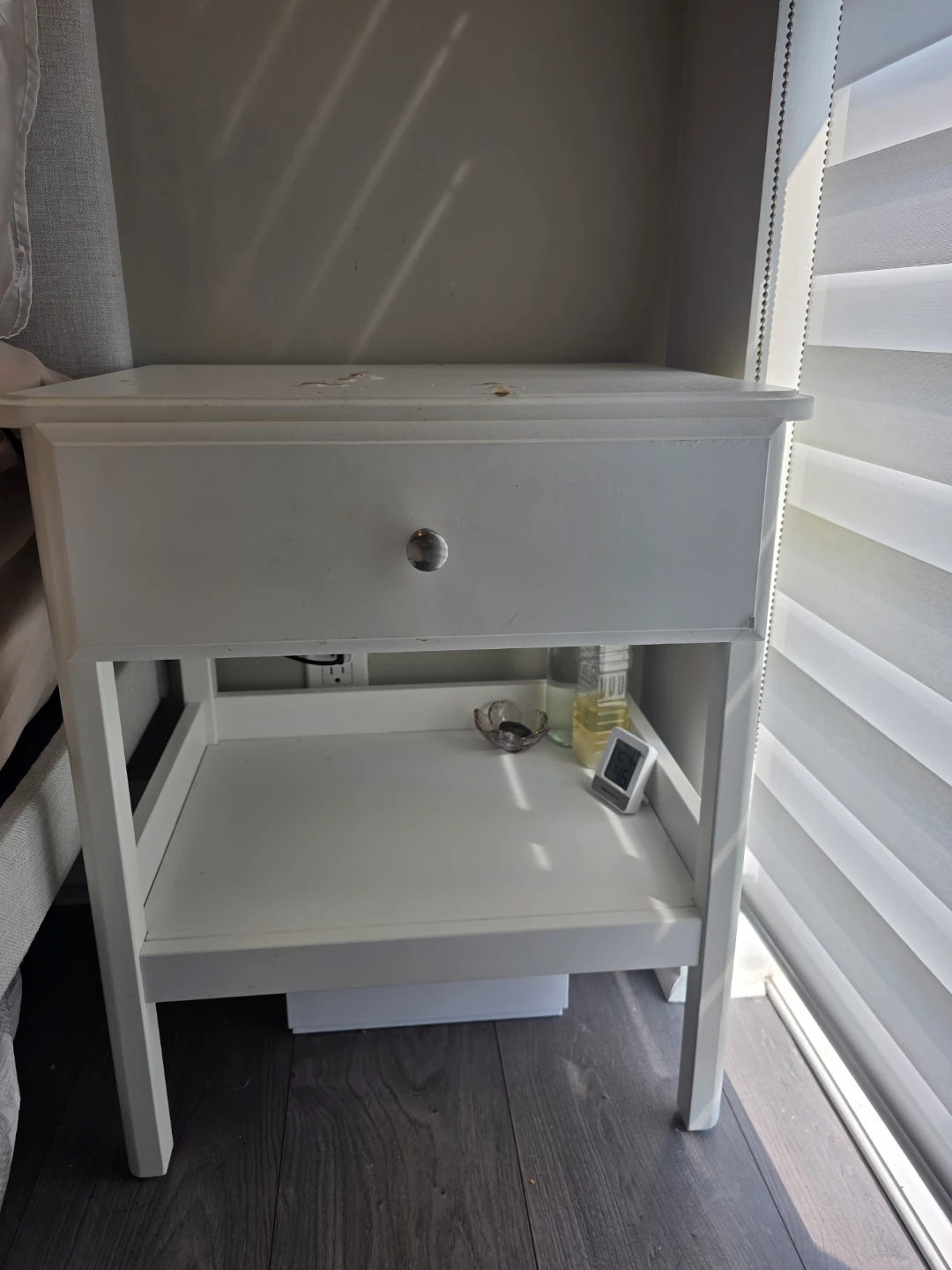 IKEA White Nightstand with Shelf – Bedside Table