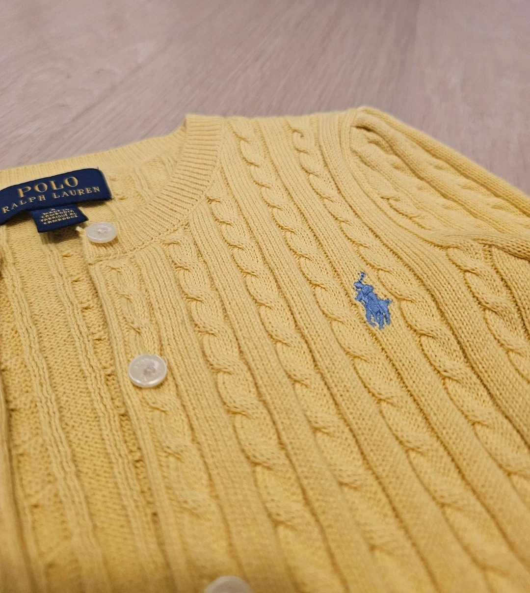 Kidd Polo Ralph Lauren Cable Knit Cardigan - Yellow - Size 6 - photo 2