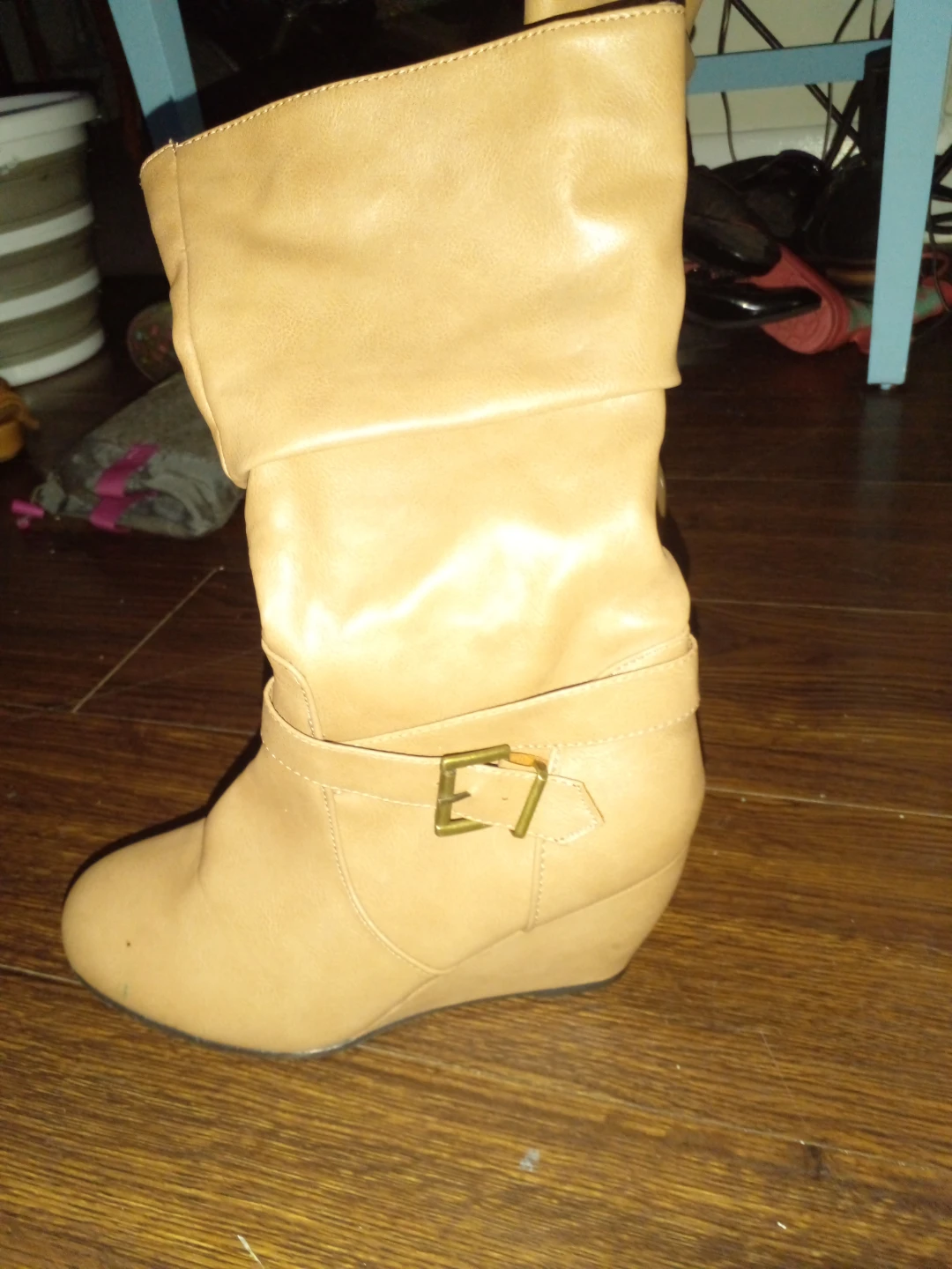 Tan Wedge Boots