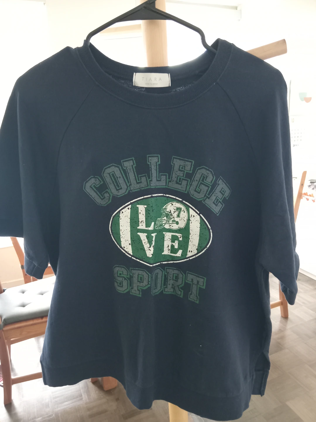 Tiara Navy "College Love Sport" Short Sleeve Top