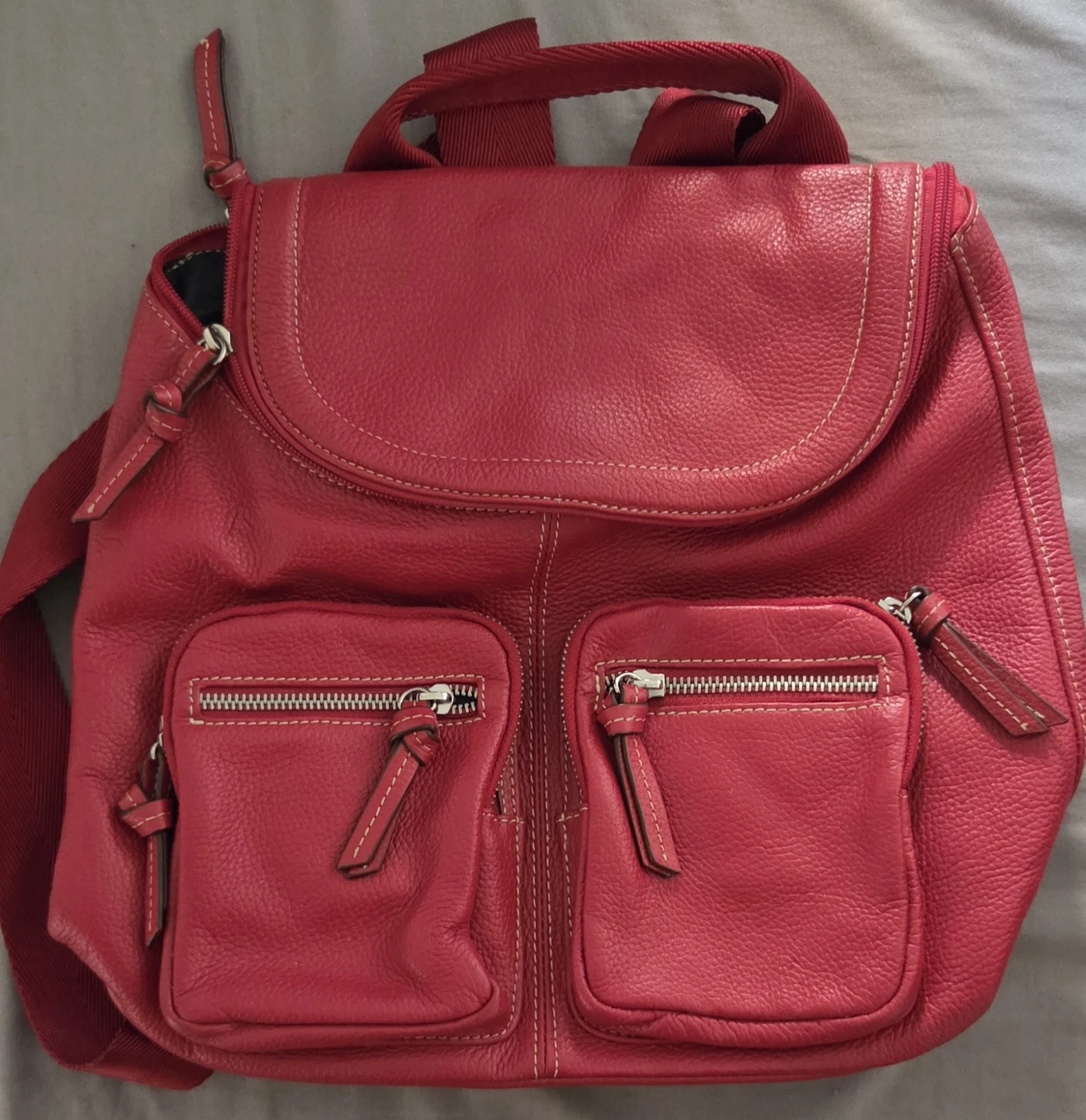 Red Leather Backpack