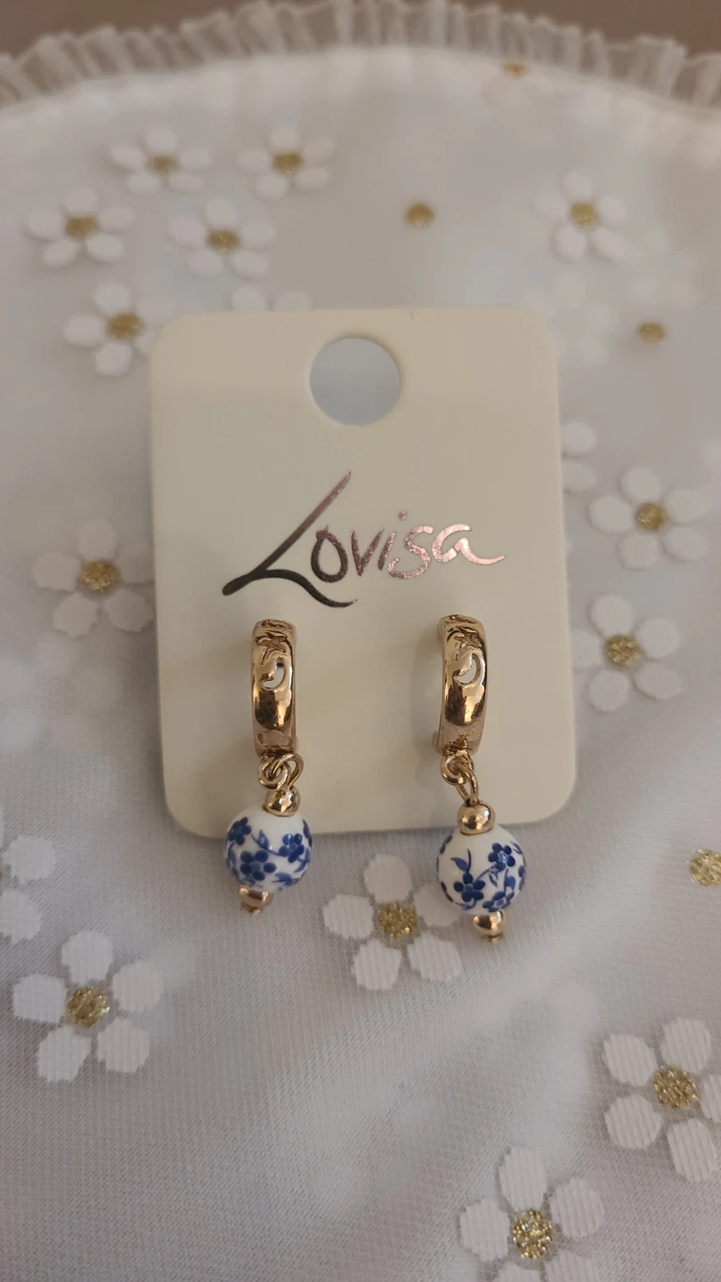 NEW Lovisa Gold Tone Blue & White Floral