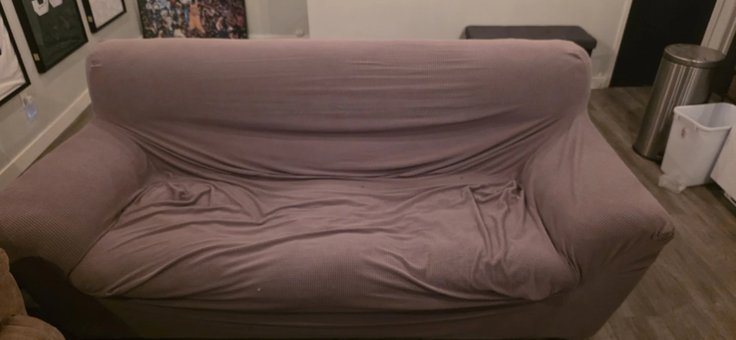 Brown Leather Sofa with Cover - photo 2