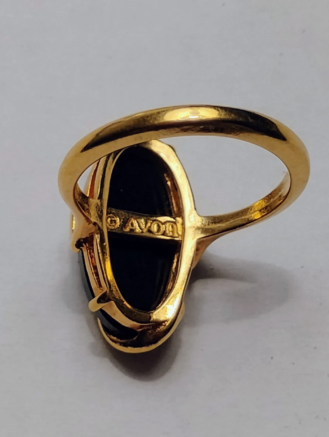 AVON VINTAGE RING (NIGHT FLOWER GOLD TONE BLACK ONYX) - photo 2