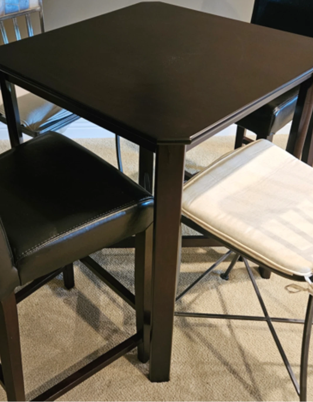 Bar-Height Square Wood Pub Table with 4 Chairs