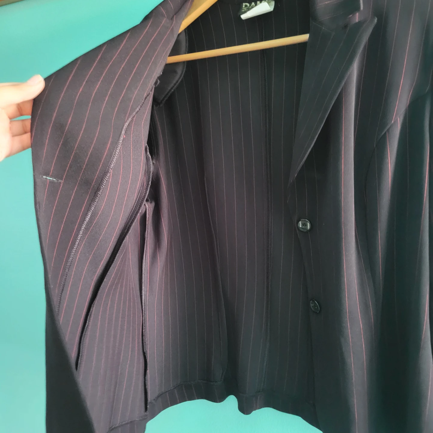 New York Paris Toronto Collection Black Pinstripe Blazer Size 14 - photo 4