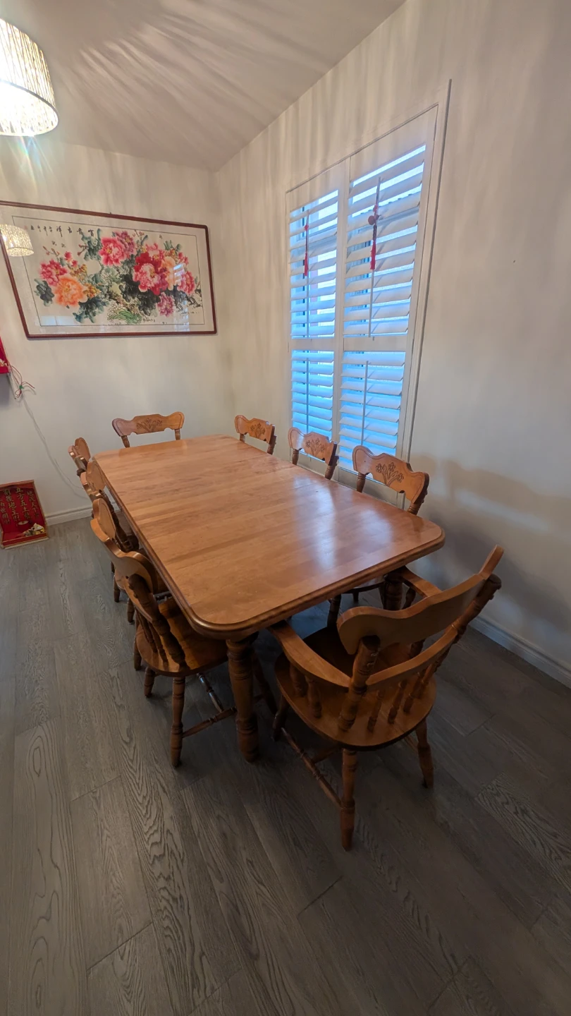 Giguere Morin Wooden Dining Table Set with 8 Chairs