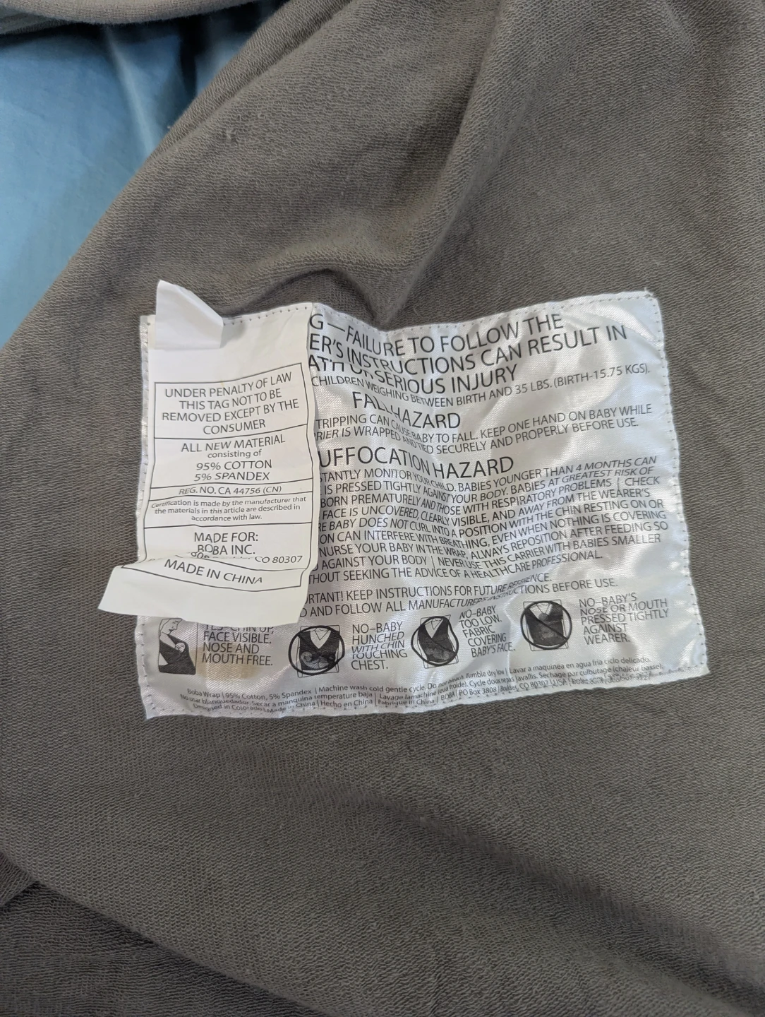 Boba Baby Wrap Carrier - Grey - photo 2