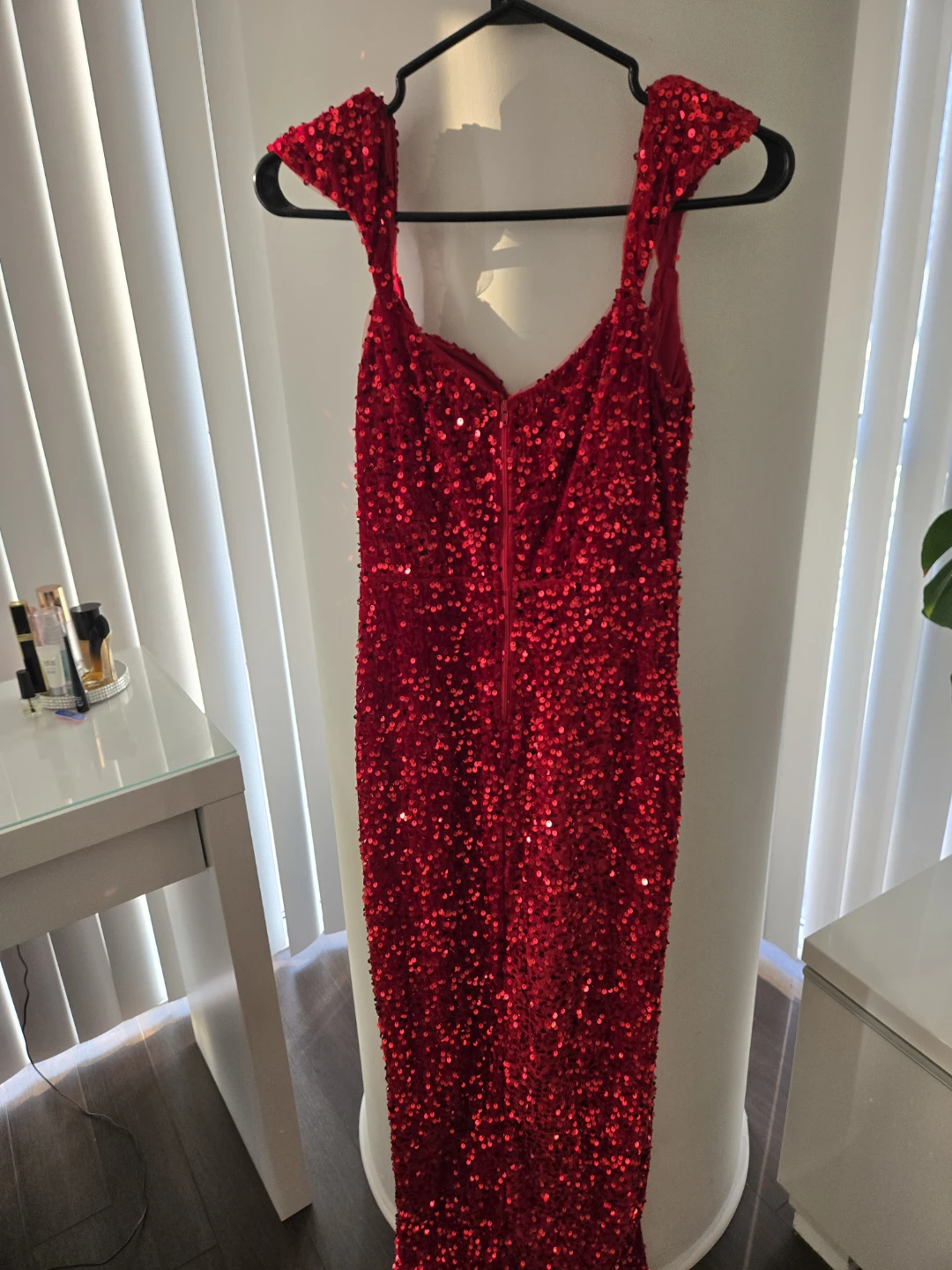 Fashion Nova red sequin off-the-shoulder maxi dress - photo 4