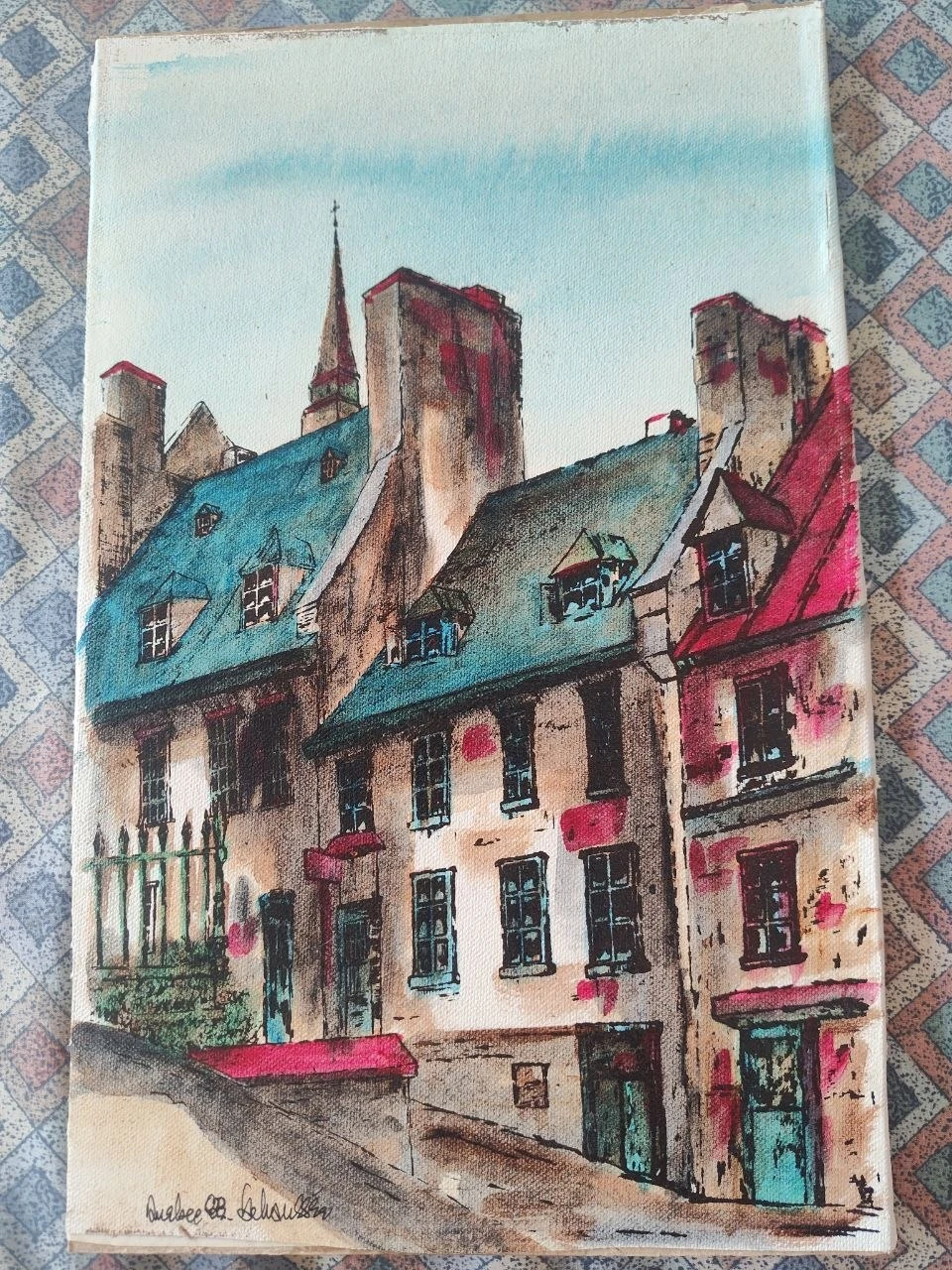 Original Signed Quebec City Street Scene Vintage