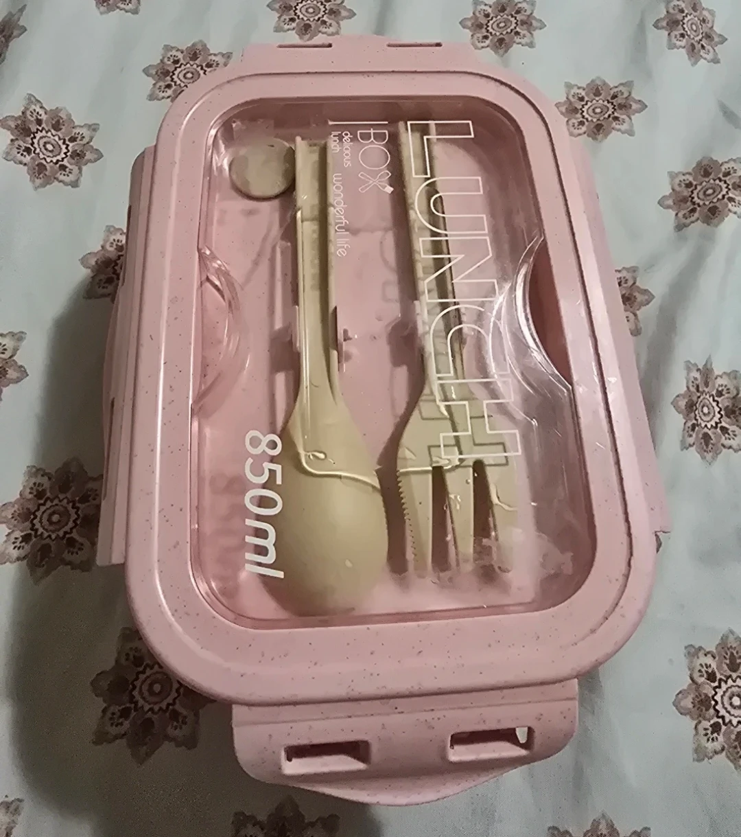 Pink 850ml Lunch Box with Utensils - photo 3