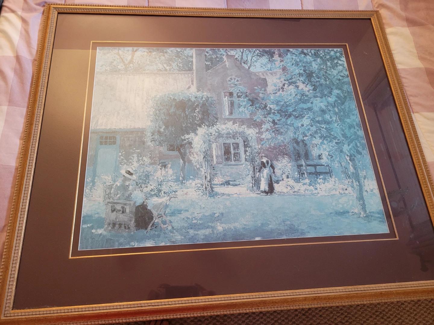 Framed Print of a House and Garden Scene
