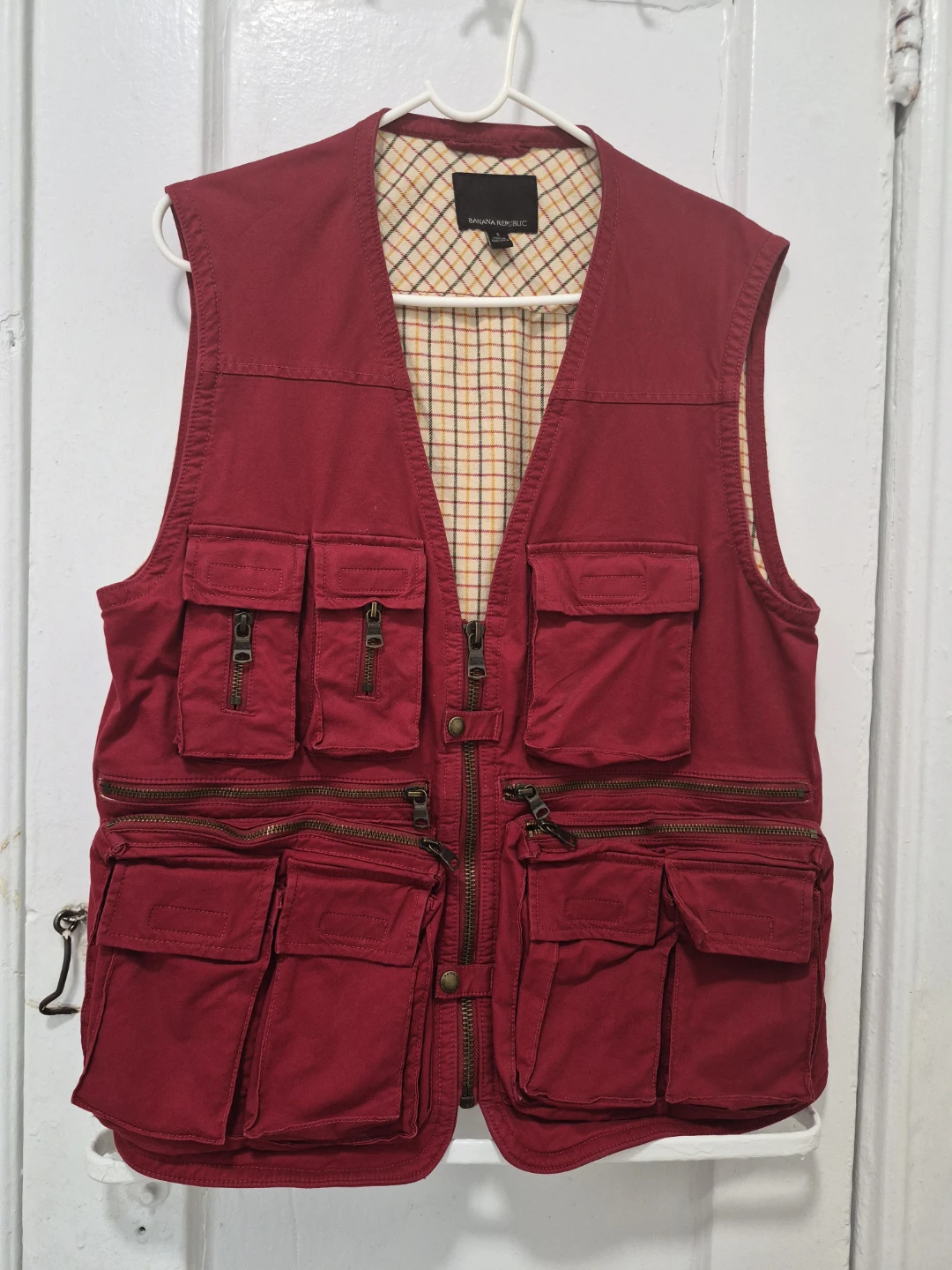 Banana Republic Red Multi-Pocket Utility Vest Size S