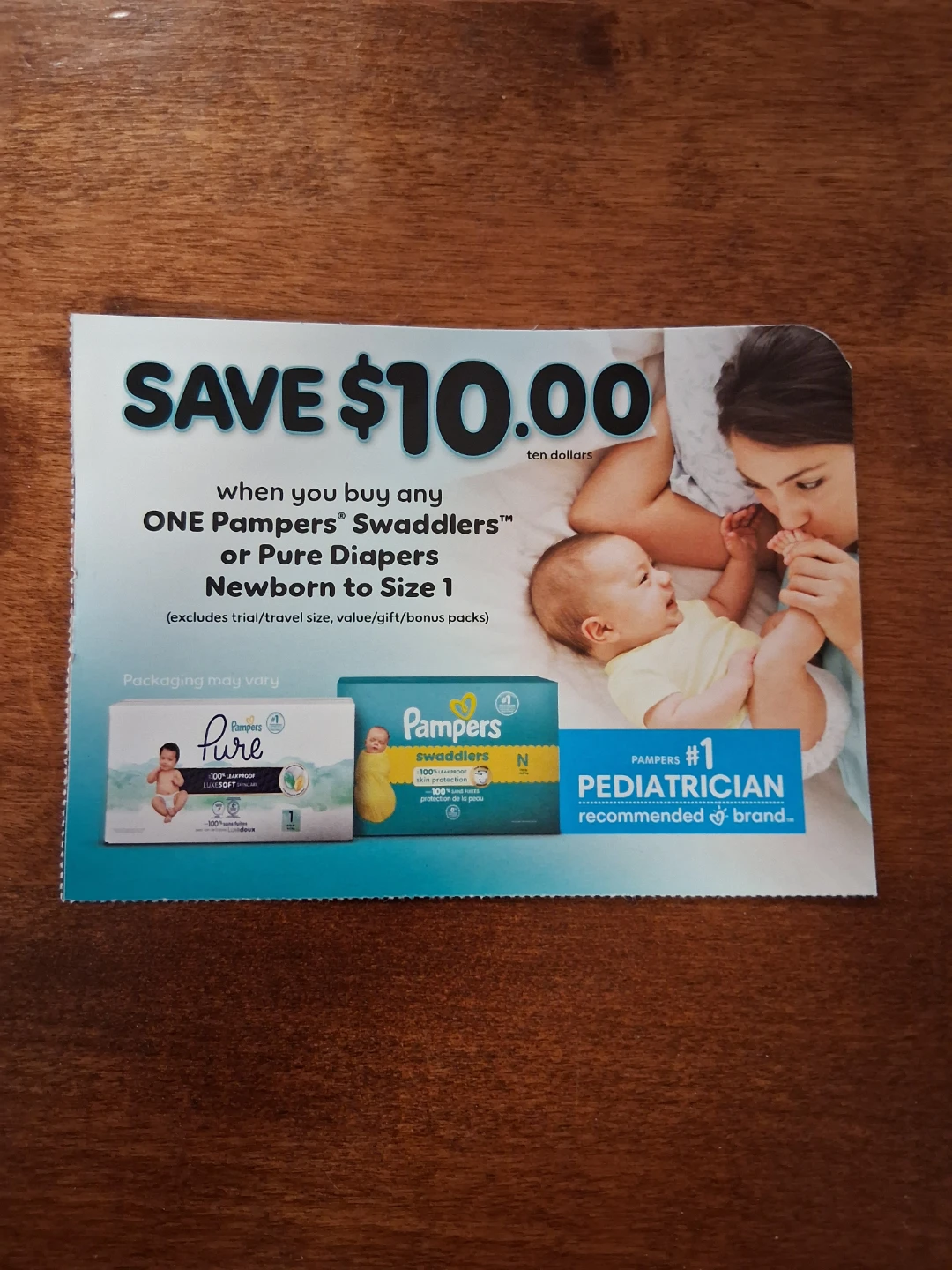 Save $10 on Pampers Swaddlers or Pure Diapers