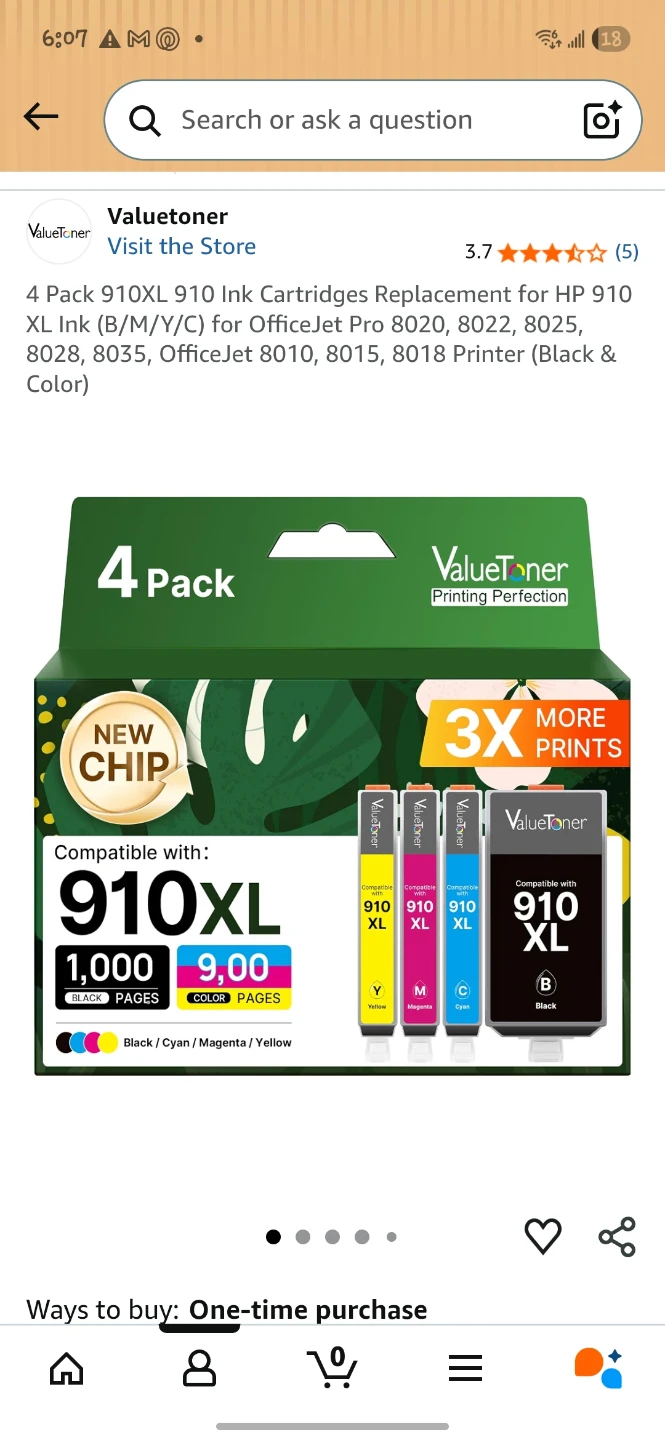 Valuetoner 4 Pack 910XL Ink Cartridges for HP OfficeJet Pro