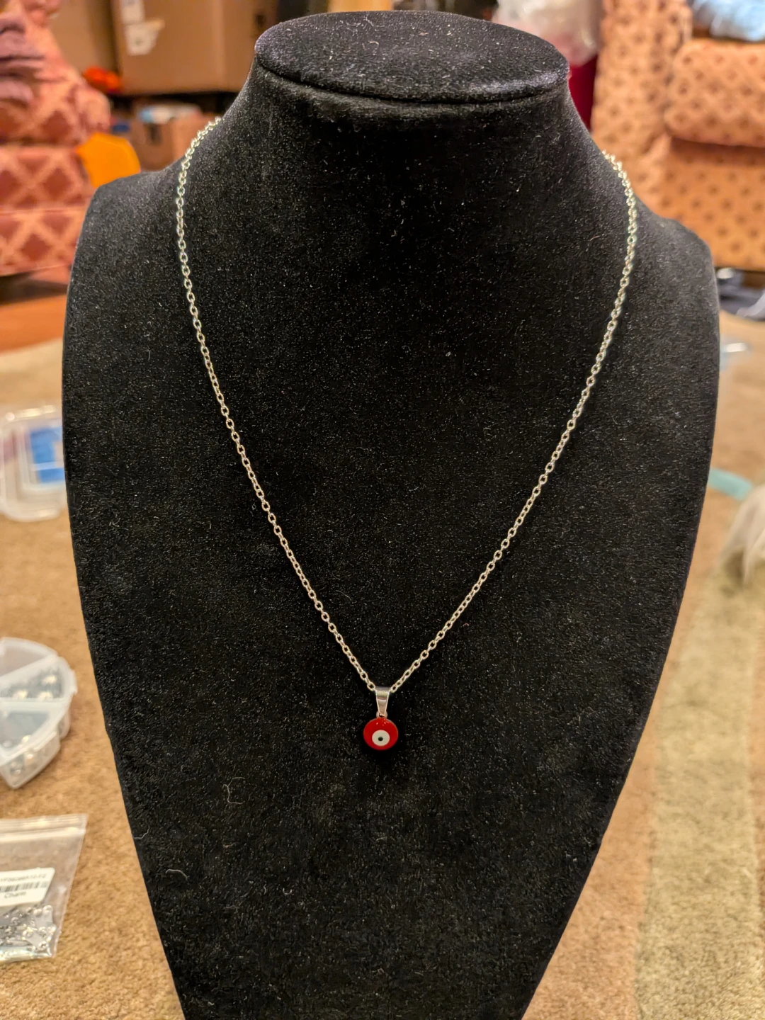 Dainty Red Evil Eye Necklace - photo 3