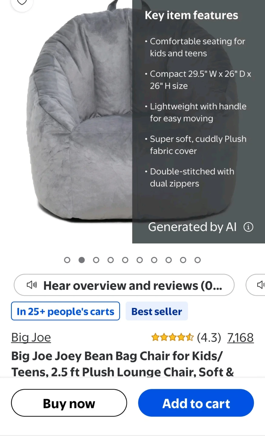 Big Joe Joey Bean Bag Chair - Gray - photo 5