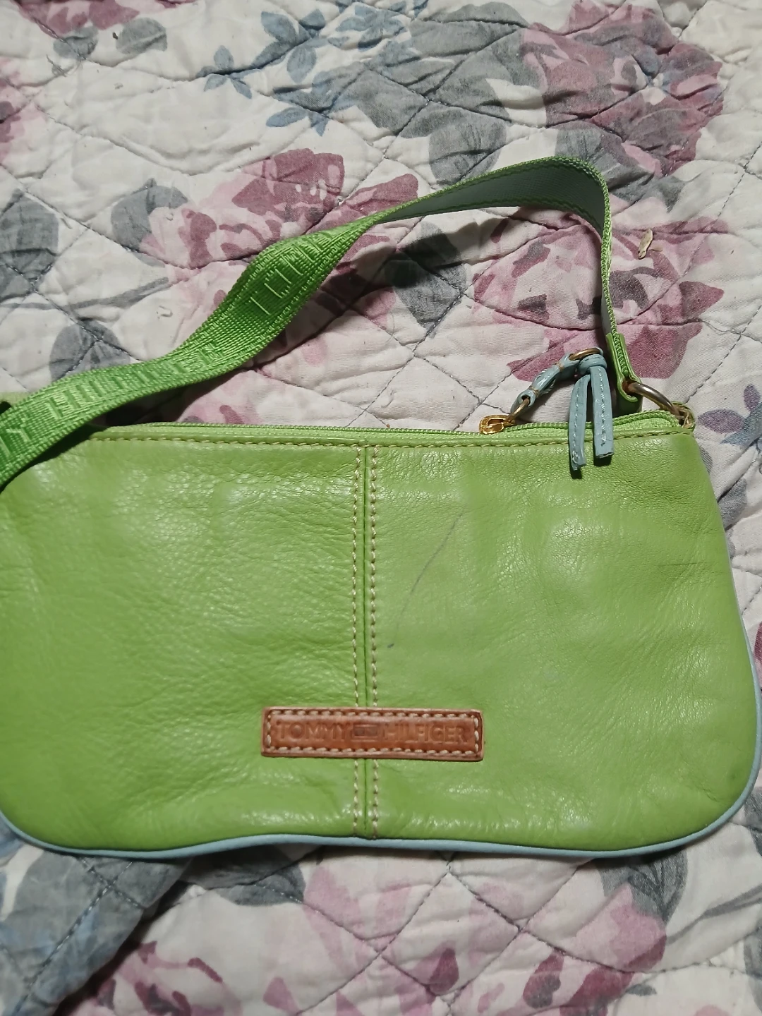 Vintage Tommy Hilfiger Lime Green Leather Clutch
