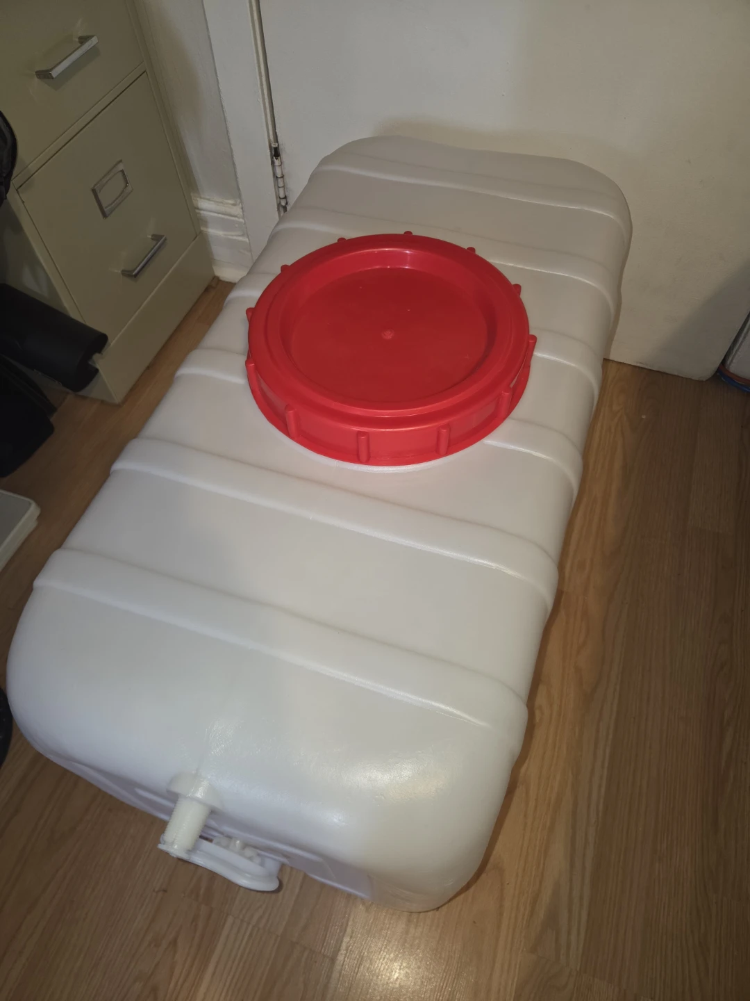 White Water Barrel with Red Spigot