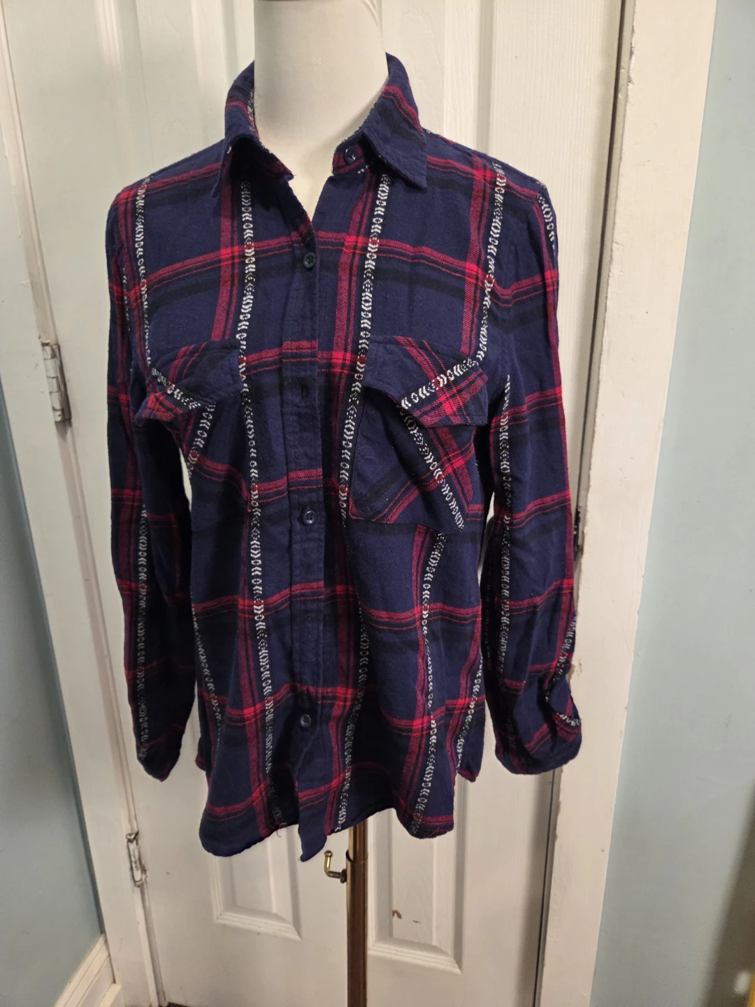 Love Tree Happens Flannel Shirt - Blue Plaid