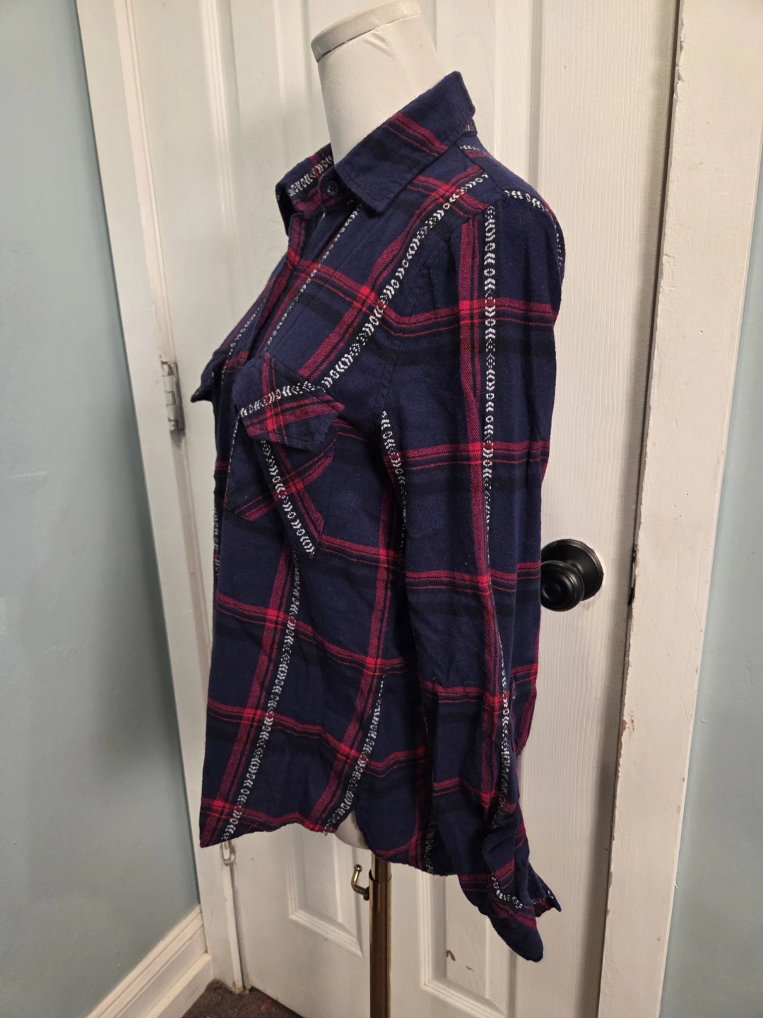 Love Tree Happens Flannel Shirt - Blue Plaid - photo 3