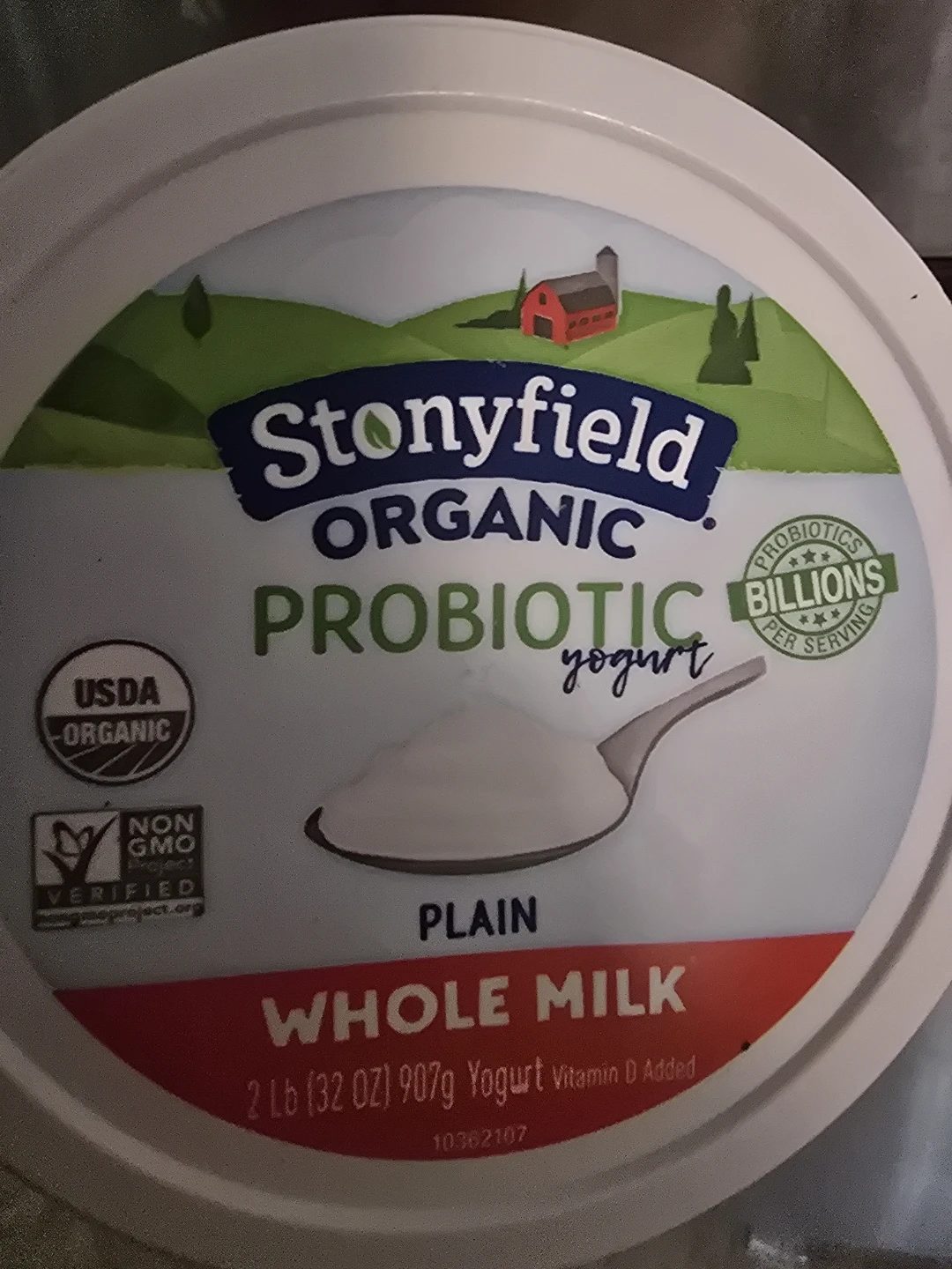 Stonyfield Organic Plain Whole Milk Probiotic Yogurt 32oz - photo 2