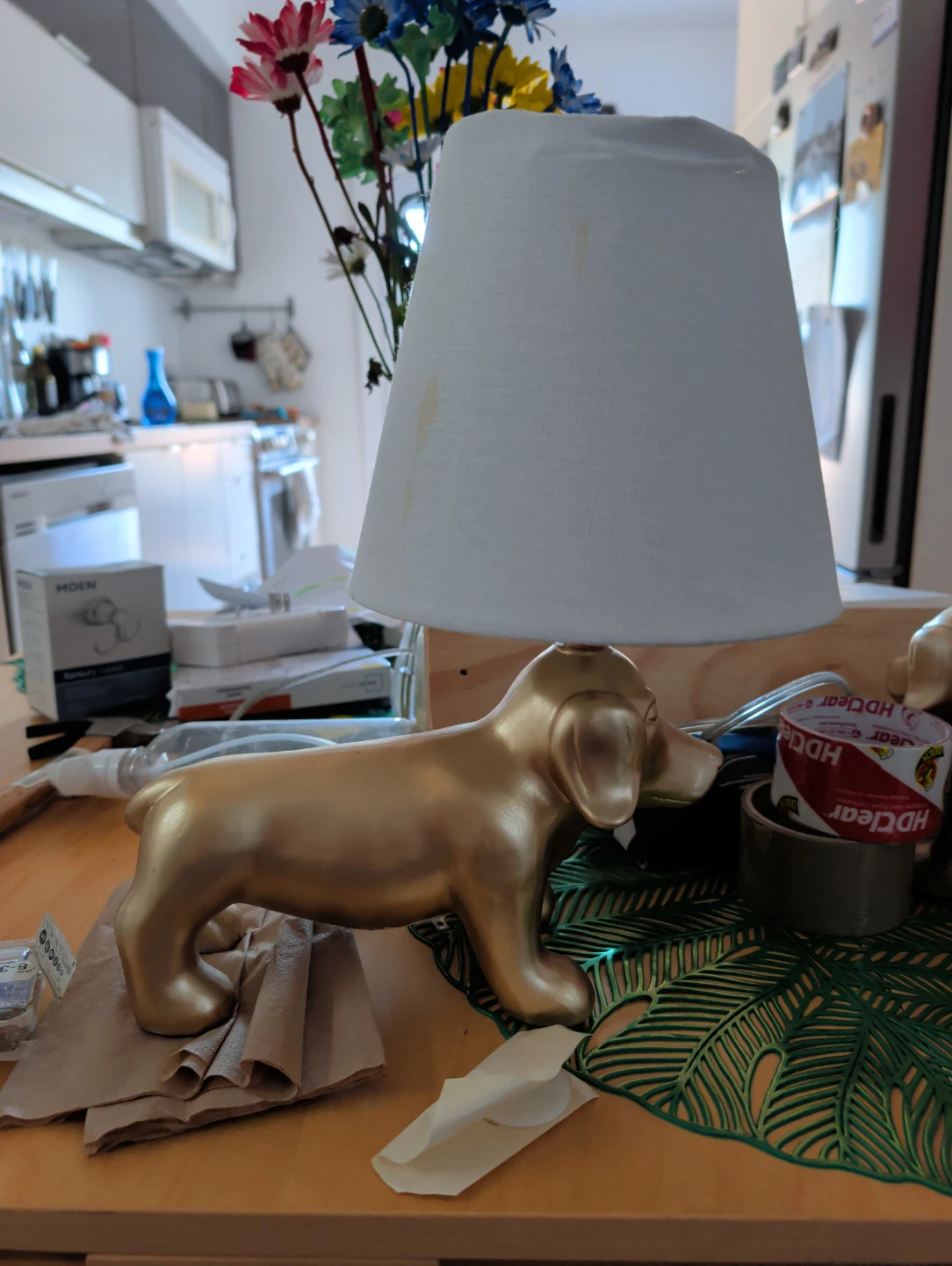 2 Golden Dachshund Dog Lamp Base - photo 2