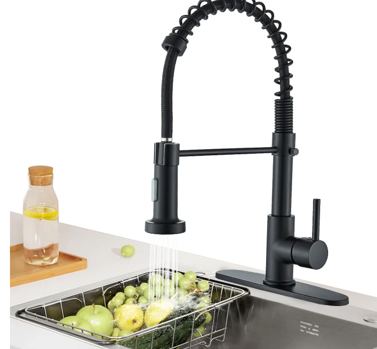 Matte Black Kitchen Faucet with Sprayer