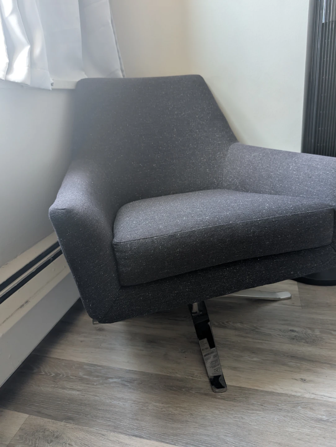 West Elm Dark Grey Swivel Chair