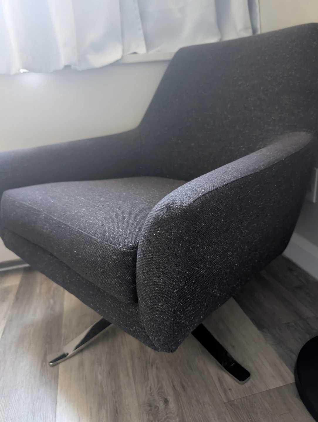 West Elm Dark Grey Swivel Chair - photo 3