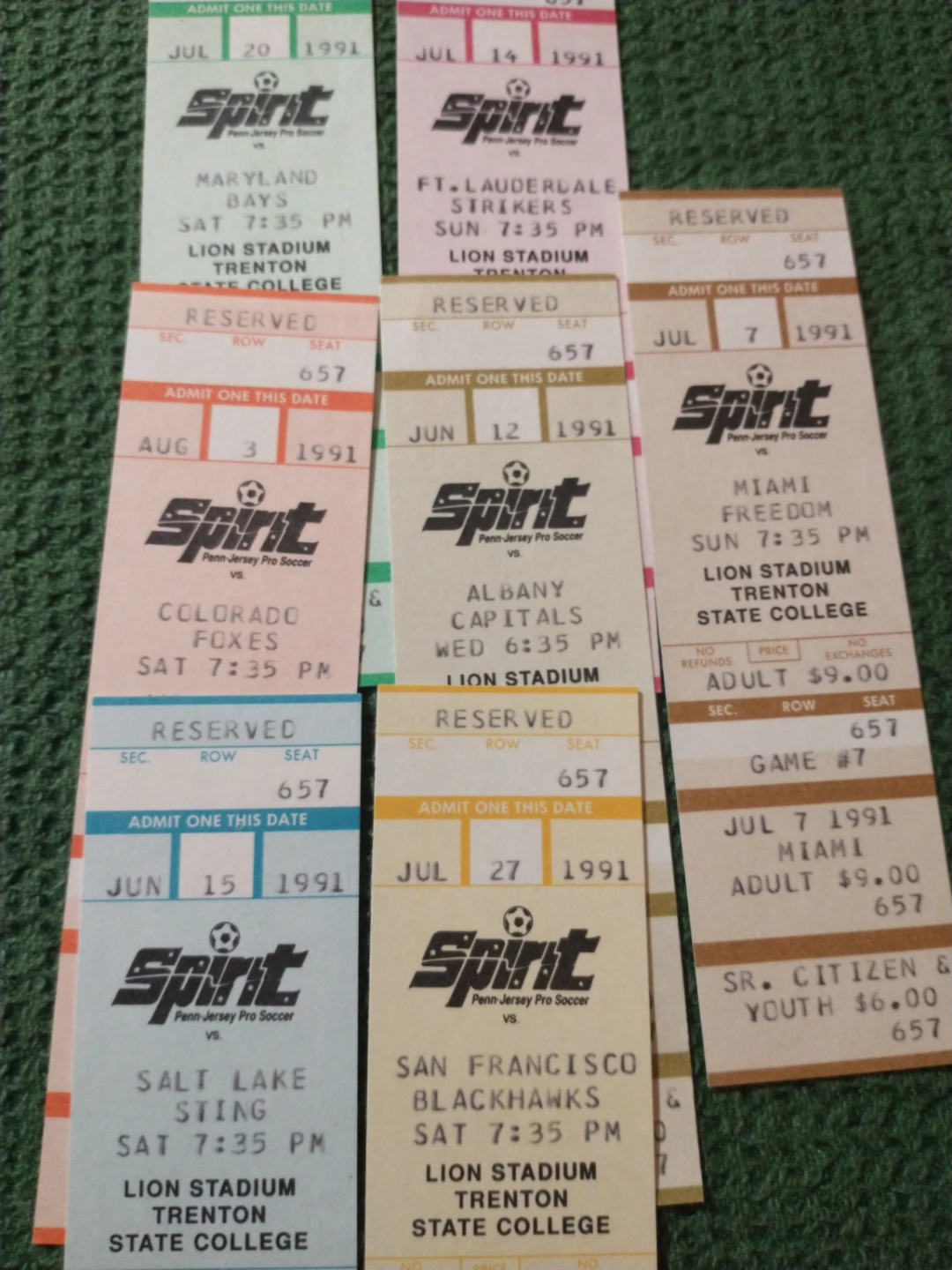 1991 Penn-Jersey Spirit Pro Soccer Unused Tickets - photo 3