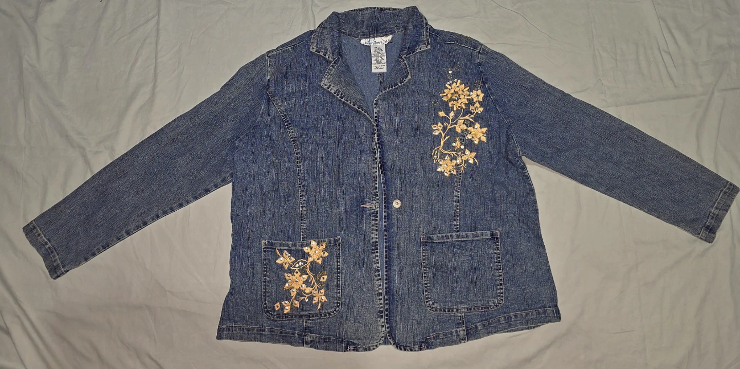Denim 24/7 Embellished Denim Jacket Size 18W