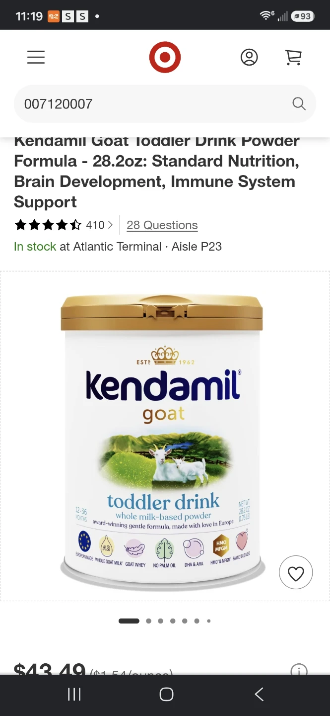Kendamil Goat Toddler Drink Powder Formula - 28.2oz