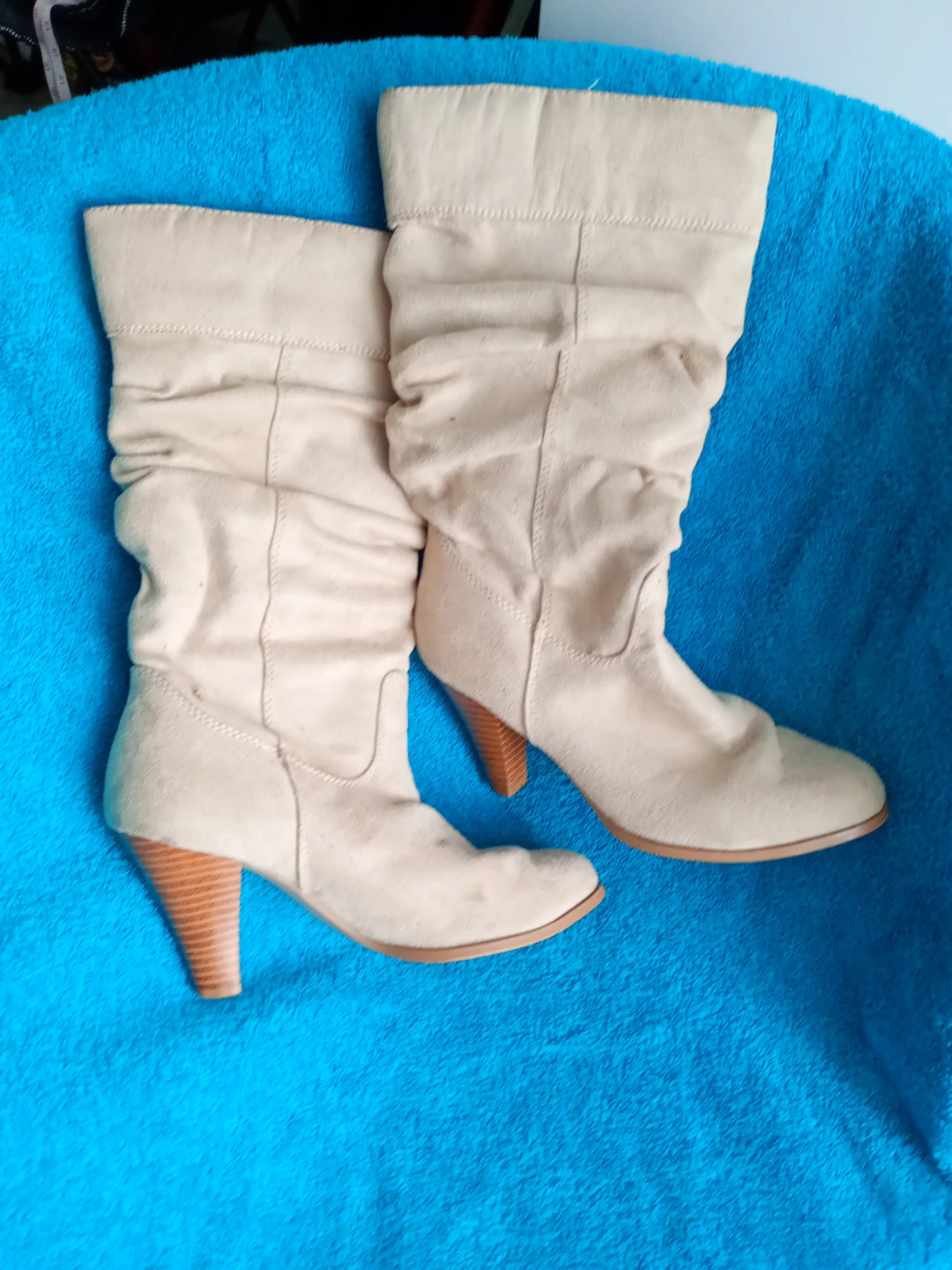 Beige Suede Slouch Boots - photo 2