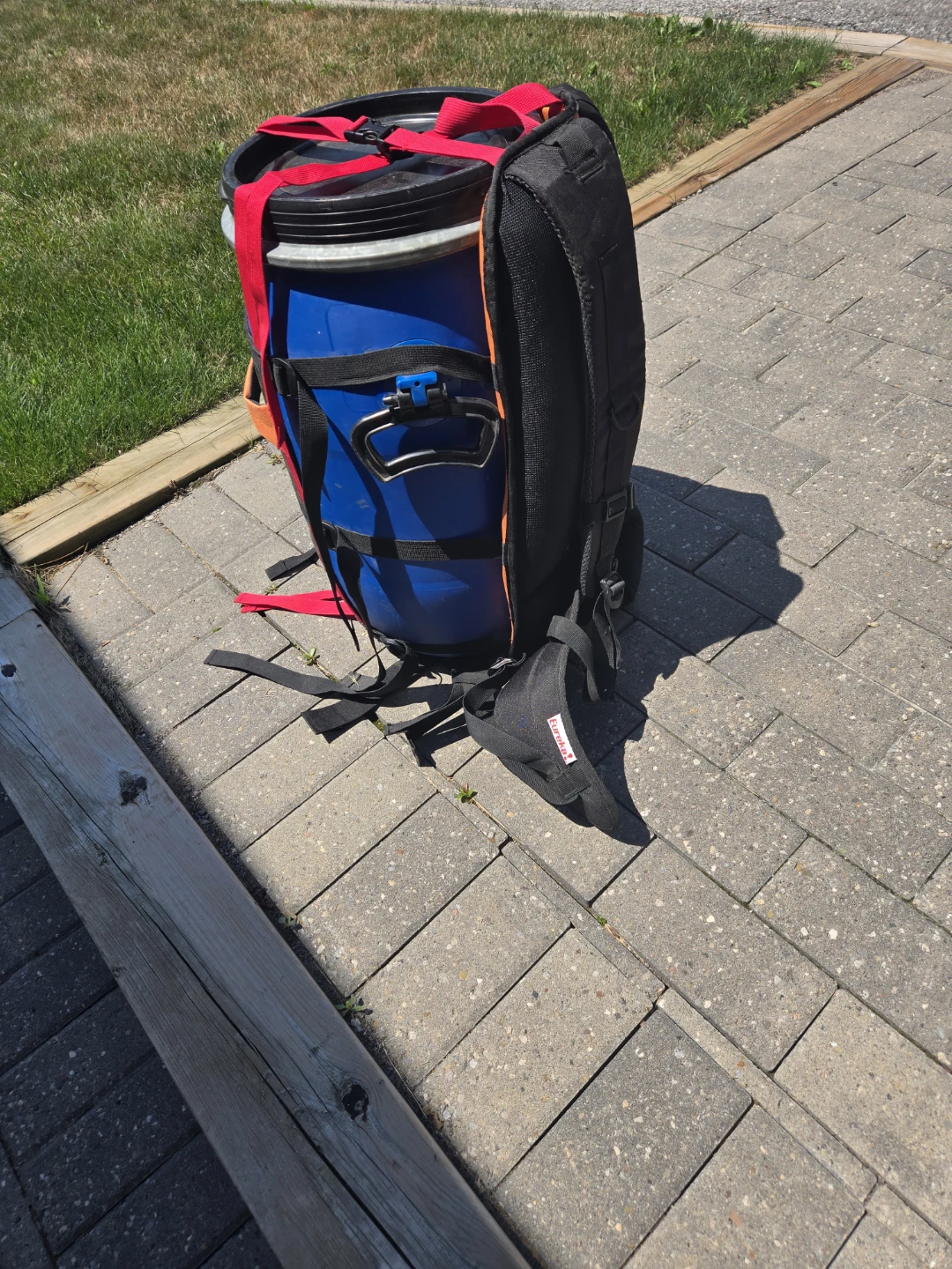 Blue Drum Backpack with Red Straps - photo 2