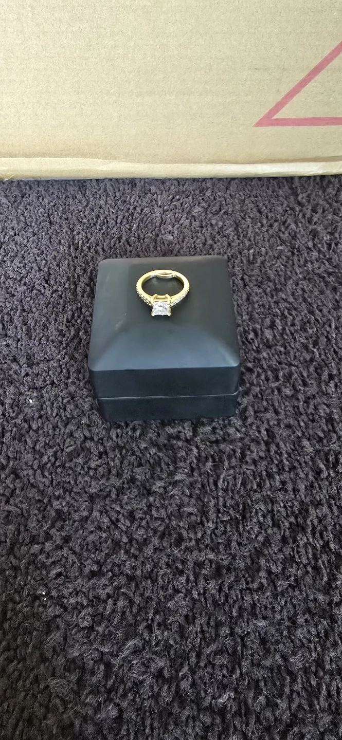 Gold Engagement Ring with Square Cut Stone - photo 2