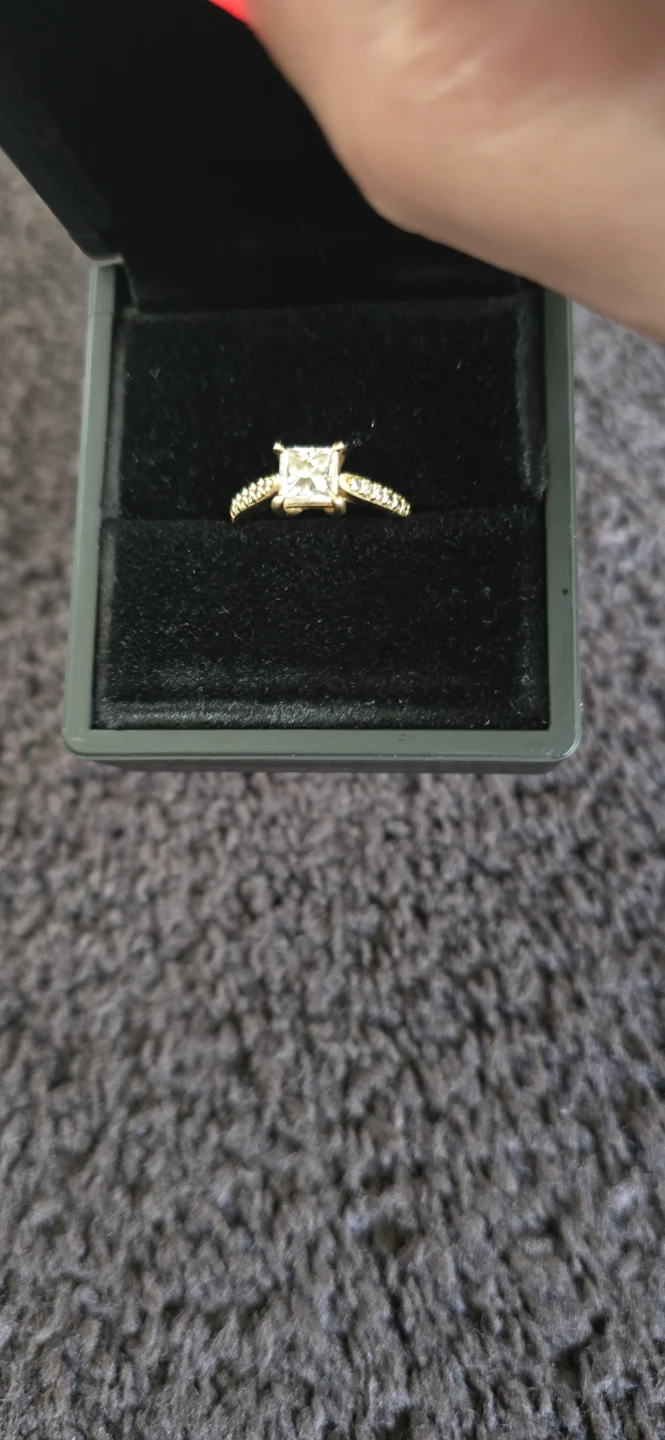Gold Engagement Ring with Square Cut Stone - photo 5
