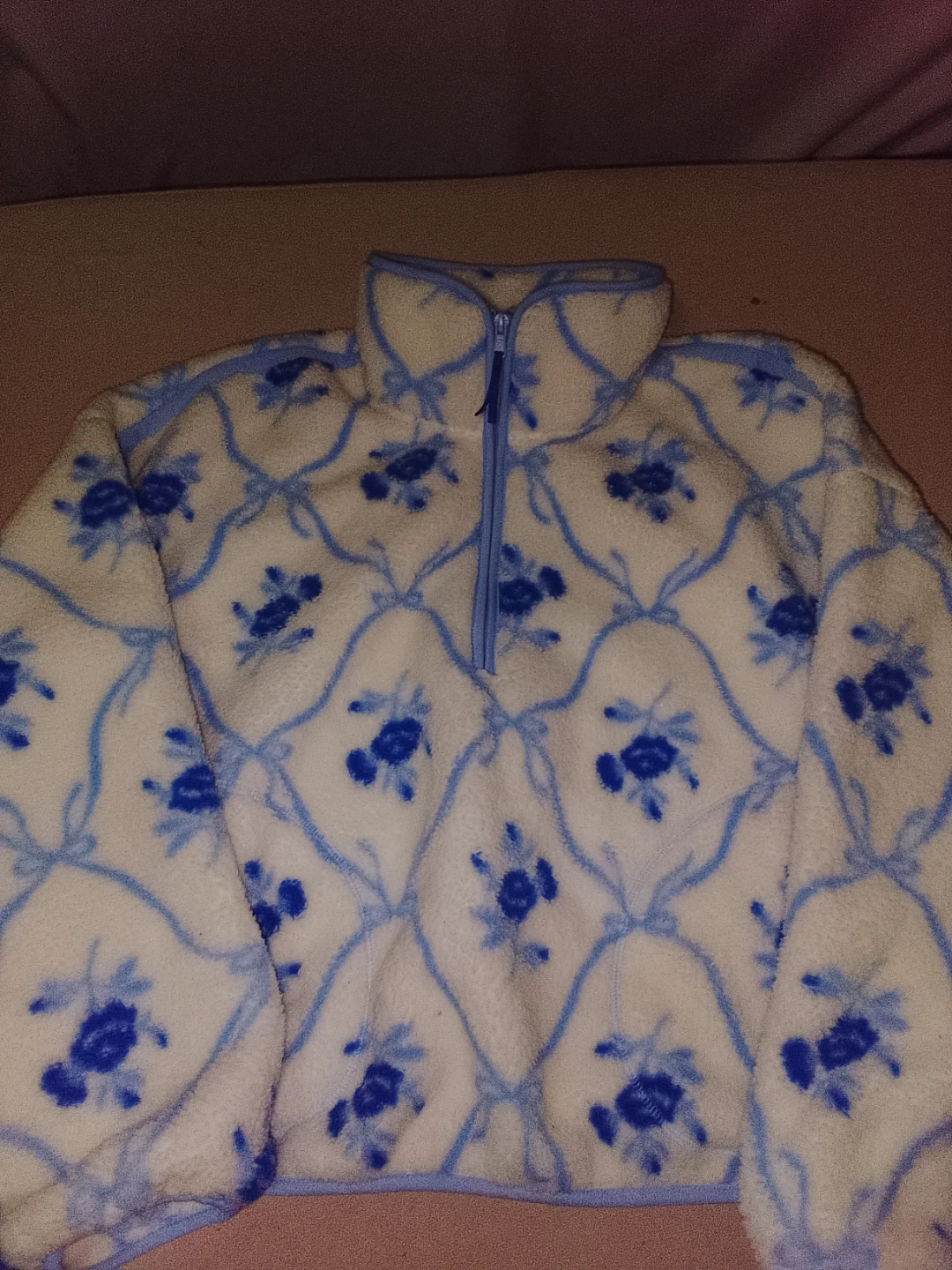 Floral Print Fleece Pullover